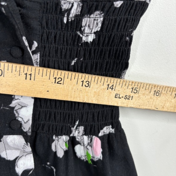 Free People Dark Floral Wrap Midi Dress M So Sweetly Balloon Sleeve Boho Witchy - Picture 9 of 14